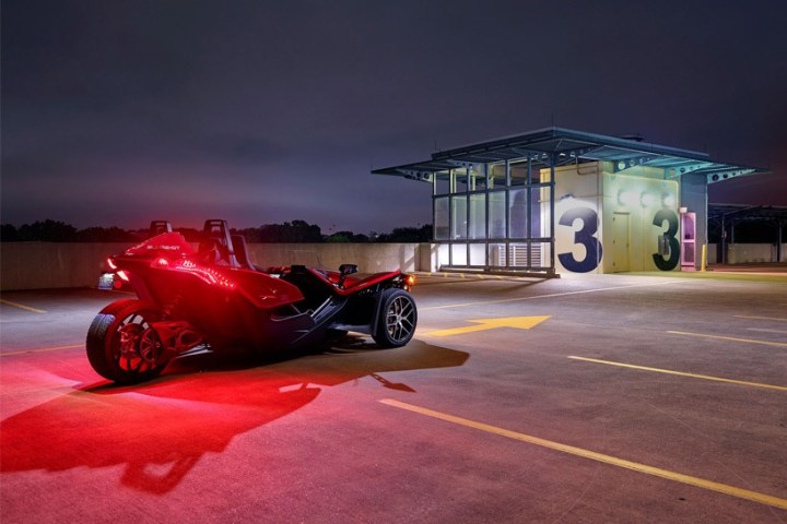 a motorcycle parked on the side of a road